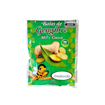 Balas De Gengibre Com Guaco e Mel Amatuvida 40g