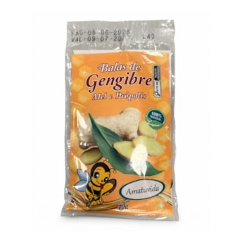 Balas De Gengibre Mel e Própolis Amatuvida 40g