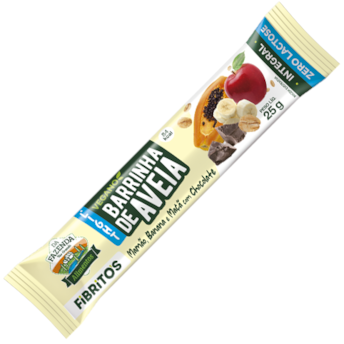 Barrinha De Aveia Sabor Mamão, Banana e Maçã Com Chocolate Fibritos 25g