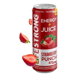 Bebida Energética Energy + Juice Sabor Strawberry Punch Life Strong 473ml