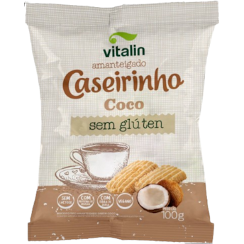 Biscoito Caseirinhos Amanteigado Coco  Sem Glúten Vitalin 100g Biscoito Caseirinhos Amanteigado Coco  Sem Glúten Vitalin 100g