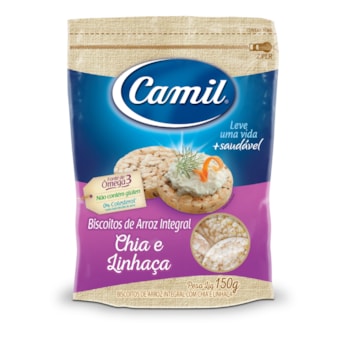 Biscoito de Arroz Integral Camil sabor Chia e Linhaça 150g