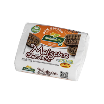 Biscoito De Maizena sabor Chocolate com Psyllium Vegano 112g Naturallife