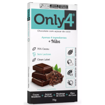 Chocolate 70% Cacau Com Nibs Only4 70g