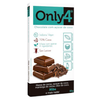 Chocolate 70% Cacau Com Nibs Only4 80g