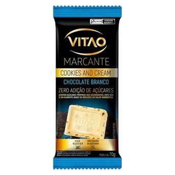 Chocolate Branco Zero Açúcar sabor Cookies and Cream 70g - Vitao