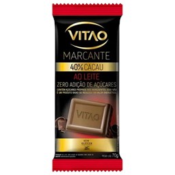 Chocolate Marcante ao leite 40% cacau zero açúcar 70g - Vitao