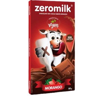 Chocolate Vegano Zeromilk Morango C/ 40% Cacau 80g