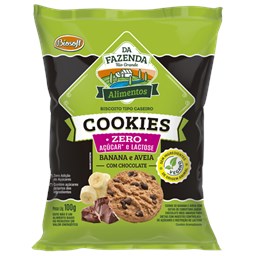 Cookies Banana e Aveia com Chocolate Zero Açucar e Lactose 100g - Biosoft