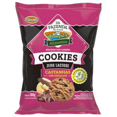 Cookies Castanhas com Chocolate Zero Lactose 100g - Biosoft