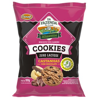 Cookies Castanhas com Chocolate Zero Lactose 100g - Biosoft