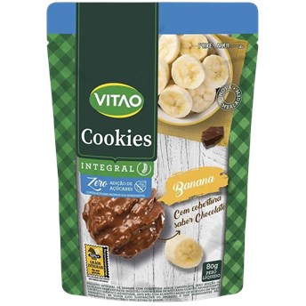 Cookies de Banana Zero Açúcar com Cobertura de Chocolate 80g - Vitao