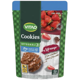 Cookies de Morango Zero Açúcar com Cobertura de Chocolate 80g - Vitao Cookies de Morango Zero Açúcar com Cobertura de Chocolate 80g - Vitao
