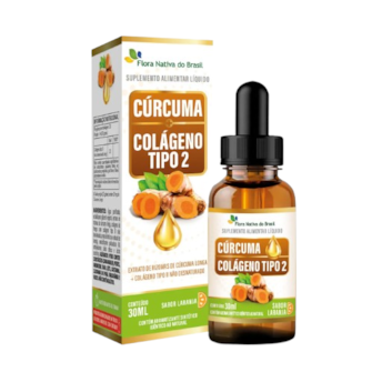 Cúrcuma + Colágeno Tipo 2 Gotas 30ml Sabor Laranja Flora Nativa