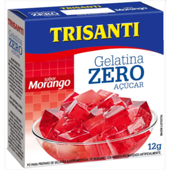 Gelatina Em Pó Zero Açúcar Sabor Morango 12g Trisanti Gelatina Em Pó Zero Açúcar Sabor Morango 12g Trisanti