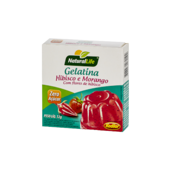 Gelatina Zero Açúcar Hibisco/Morango Natural Life 12g
