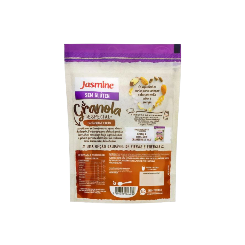 Granola sem Glúten C/ Castanhas e Cacau 250g Jasmine