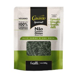 Macarrão Fusilli Gourmet Sem Glúten - Espinafre, Berinjela e Pimenta Chilli 300g - Casarão Gourmet