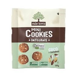 Produto Mini Cookies Orgânico Coco e castanhas Mãe Terra 120g
