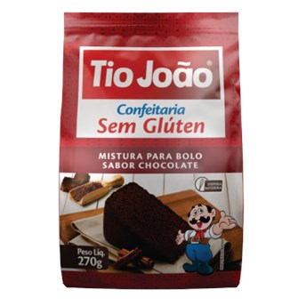 Mistura para Bolo Sem Glúten Sabor Chocolate  270g - Tio João