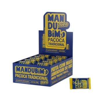 Paçoca Rolha Zero Açúcar 300g Mandubim Display Com 20un
