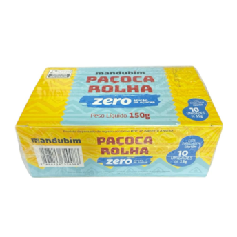 Paçoca Rolha Zero Açúcar Mandubim 150g Display Com 10un