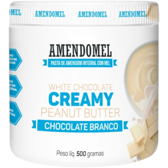 Pasta de Amendoim Integral com Mel e Chocolate Branco 500g - Amendomel