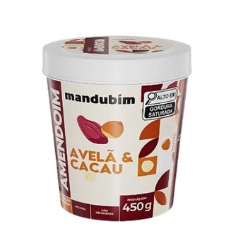 Pasta de Amendoim Integral Mandubim com Avelã e Cacau Sem Açúcar 450g