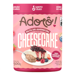 Pasta de Amendoim Sabor Cheesecake de Frutas Vermelhas Adorô Santo Óleo 500g