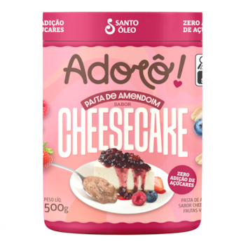 Pasta de Amendoim Sabor Cheesecake de Frutas Vermelhas Adorô Santo Óleo 500g