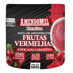 Pasta De Amendoim Sabor Frutas Vermelhas Amendomel Premium 500g