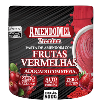 Pasta De Amendoim Sabor Frutas Vermelhas Amendomel Premium 500g