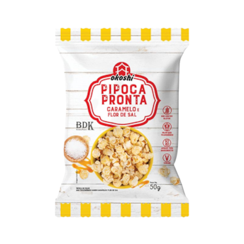 Pipoca Pronta Sabor Caramelo e Flor De Sal 50g Okoshi