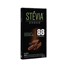 Stévia Choco 88% Cacau 80g - Tudo Zero Leite