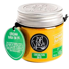 Tempero Cúrcuma pura em pó 100g - BR Spices
