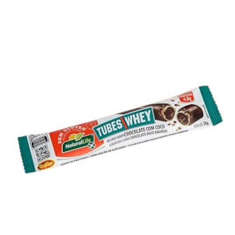 Tubes Whey Choc e Coco C/ Cobertura Choc Meio Amargo S/ Gluten Kodilar 30g