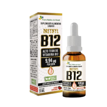Vitamina B12 Metilcobalamina Sabor Morango Flora Nativa do Brasil 20ml