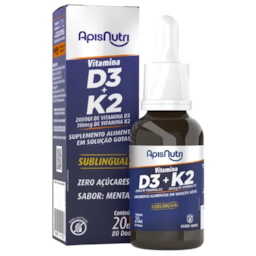 Vitamina D3 + K2 Sublingual Apisnutri 20ml Sabor Menta